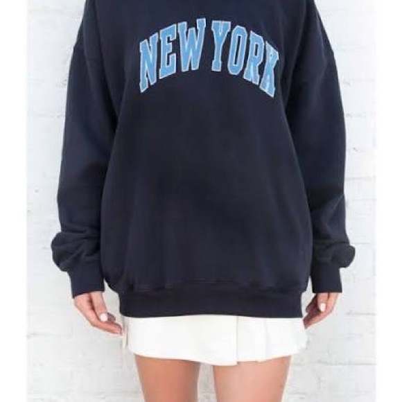 Brandy Melville Black Sweatshirt with Blue Print - Picture 1 of 4